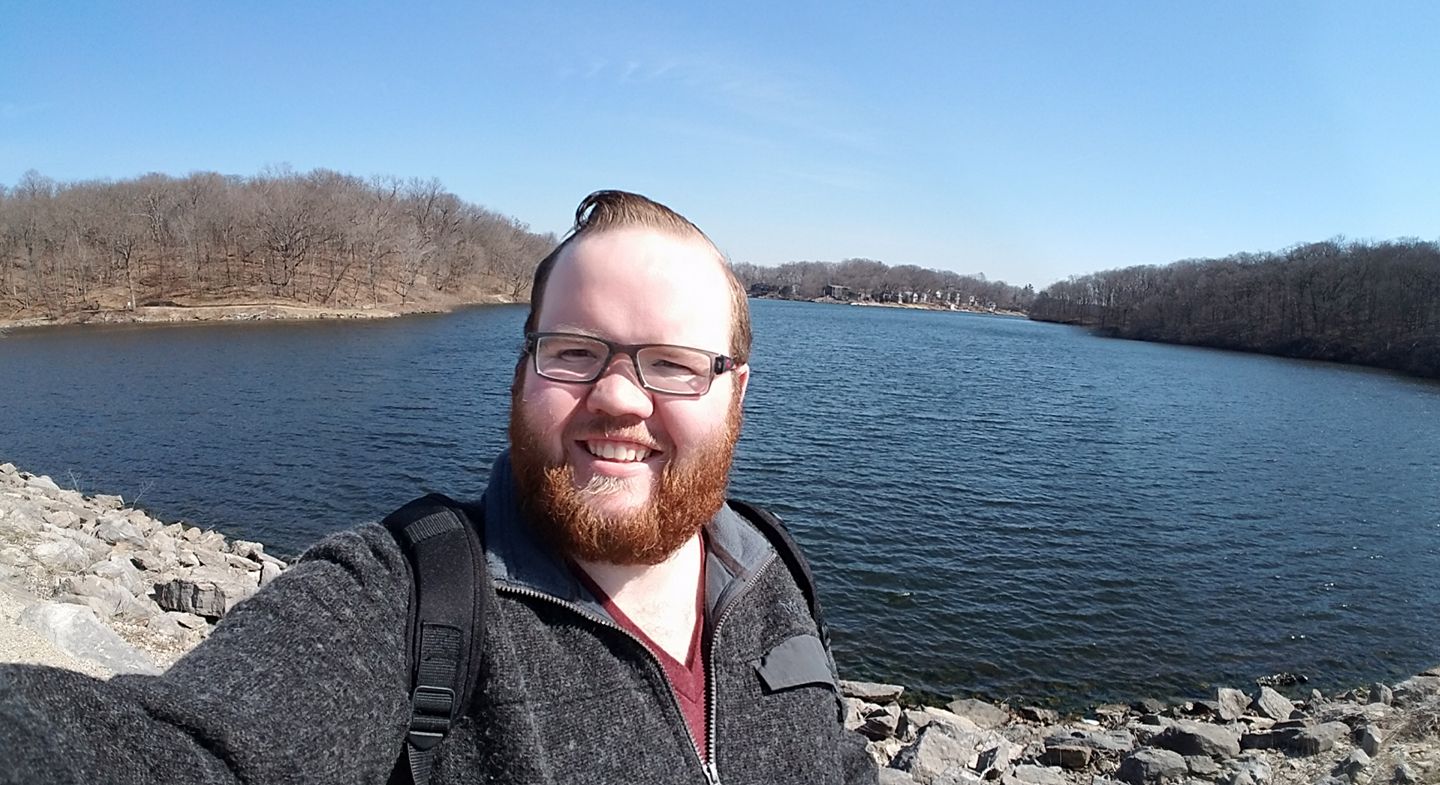 James Hiking at a dam